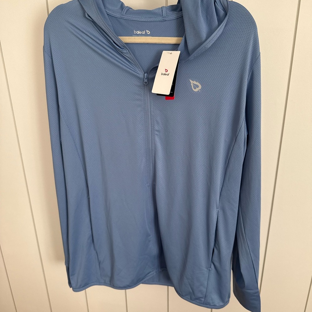 New Medium Baleaf Light Blue Hooded Jacket Full Zip